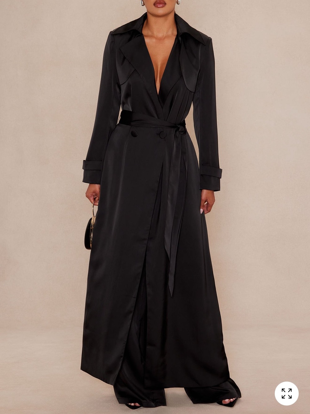 Black Satin Trench Coat